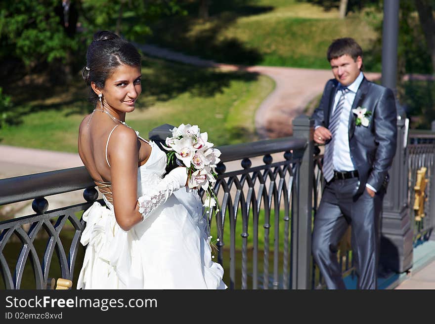 Bride and fiance on wedding walk