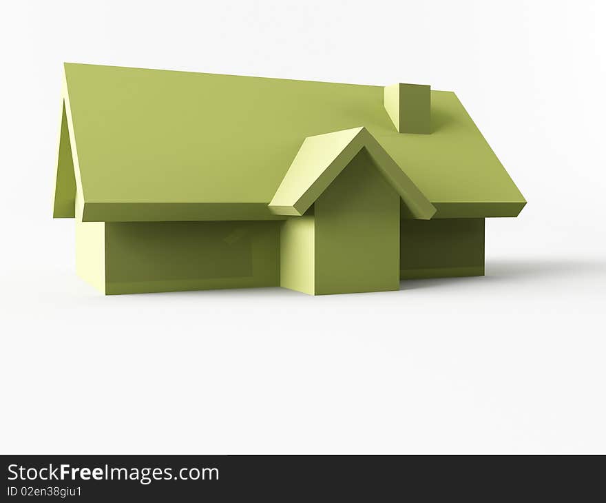 A 3d maded house on a white background