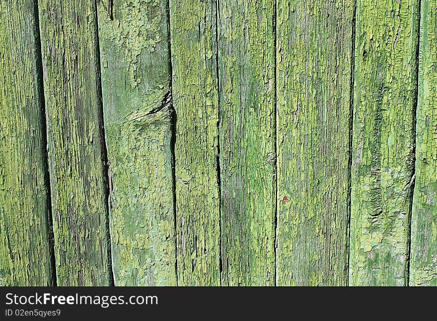 Green painted old wood fence pattern