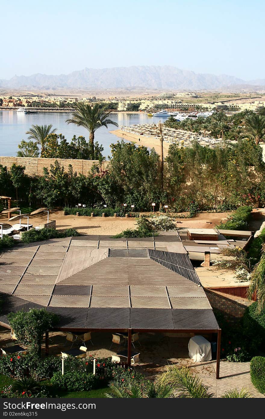 View on Makadi bay from the roof of hotel, Egypt