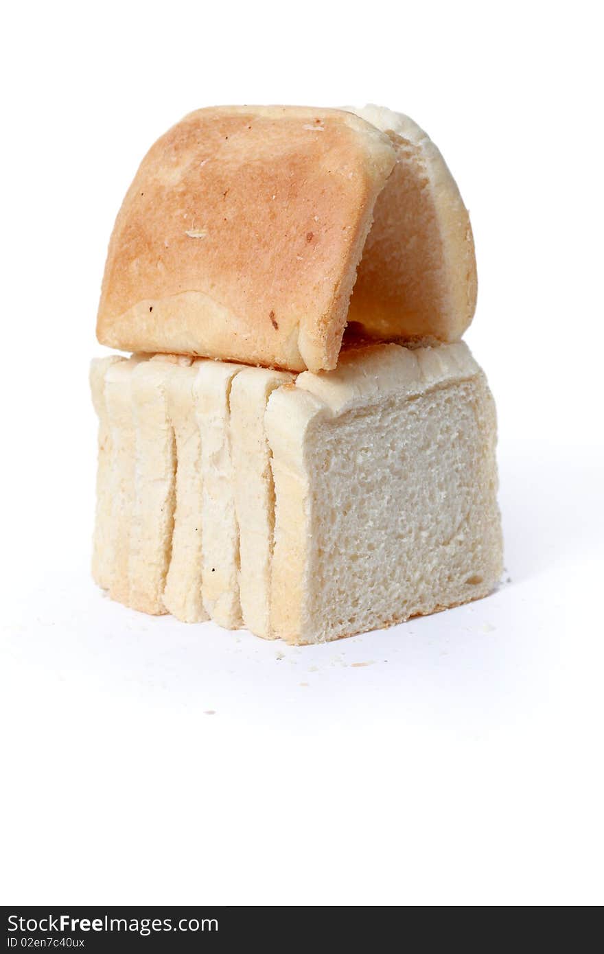 White bread on the white background