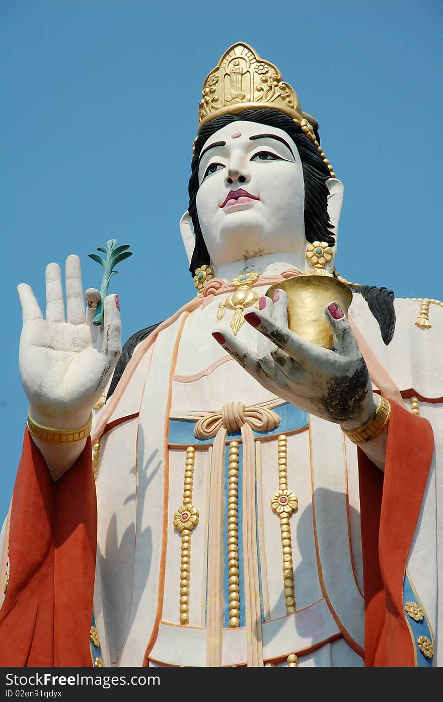 Close up of giant buddha with sky as background. Close up of giant buddha with sky as background