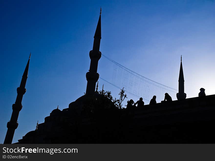 The blue mosque silhouette