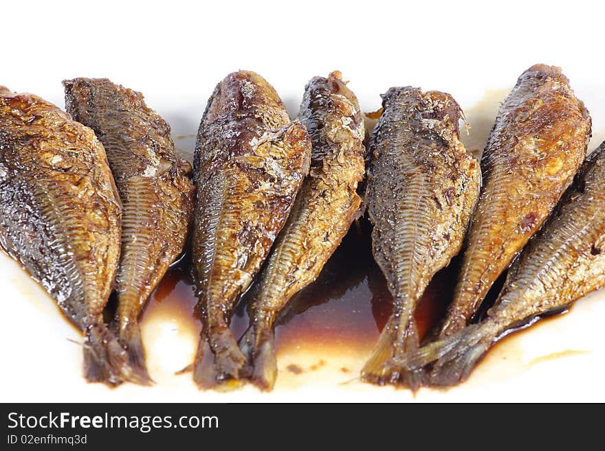 Braised fish isolated on white background