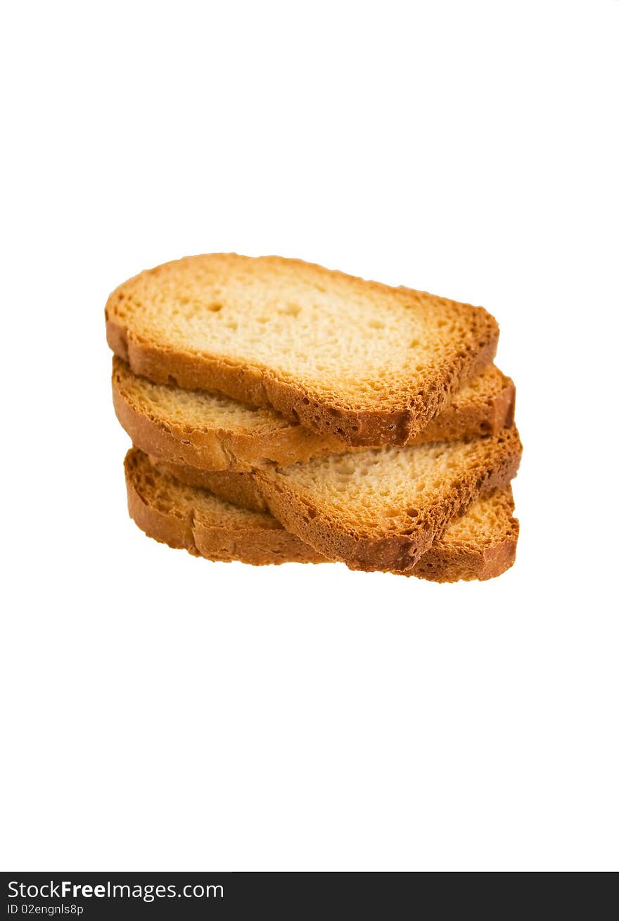 Dry bread on a white background