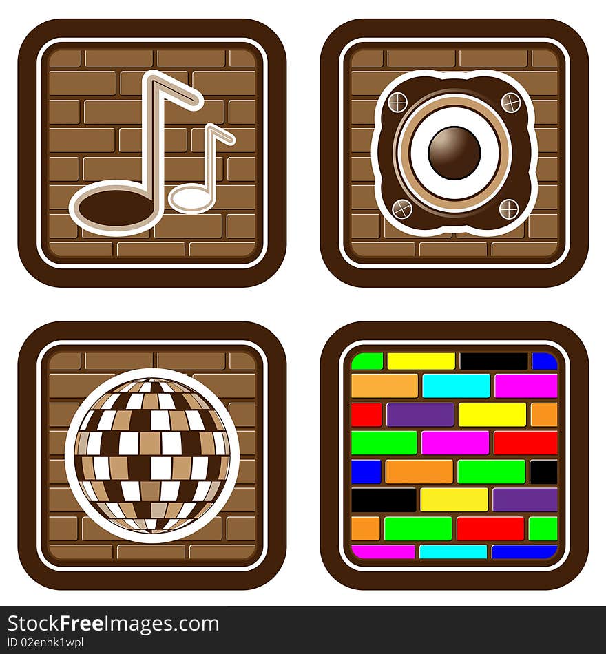 illustration with the image of buttons with musical icons for web devices. illustration with the image of buttons with musical icons for web devices