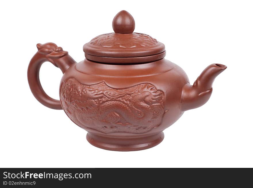 Teapot with a dragon isolated on a white background clipping path. Teapot with a dragon isolated on a white background clipping path.