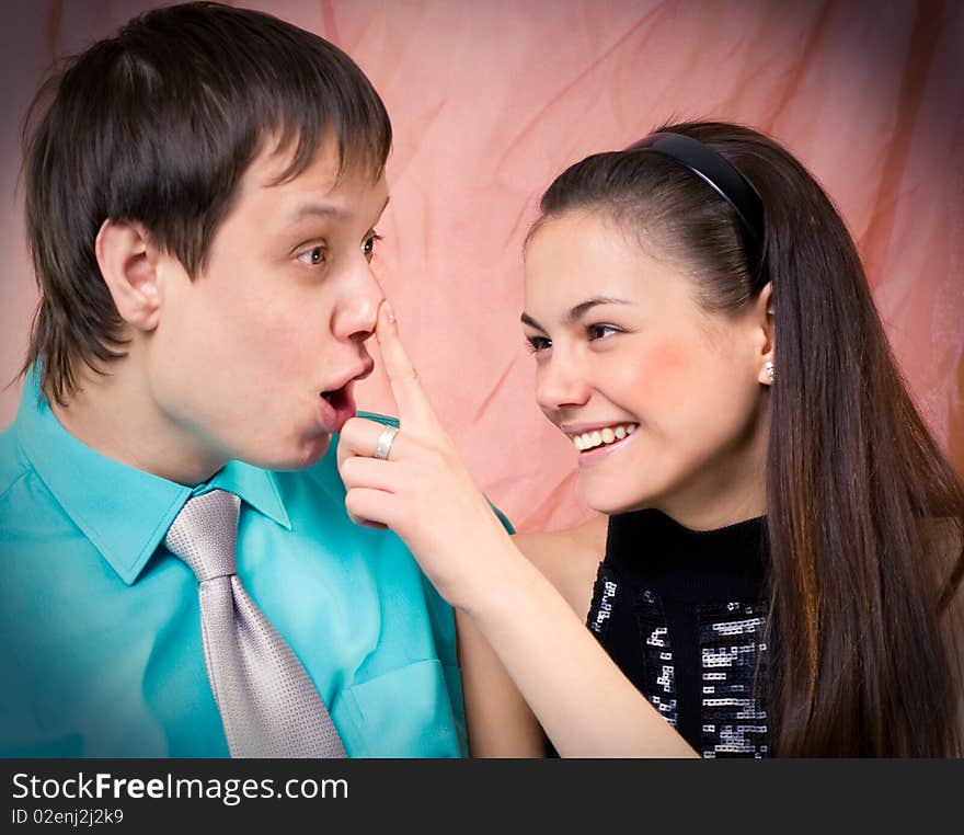 The beauty woman and young man happy with together. The beauty woman and young man happy with together