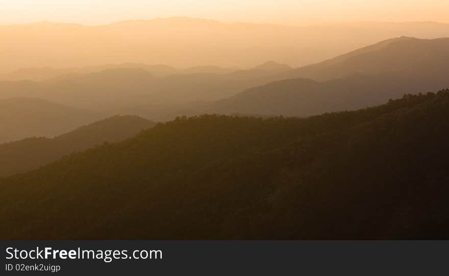 The mountain view before sunset