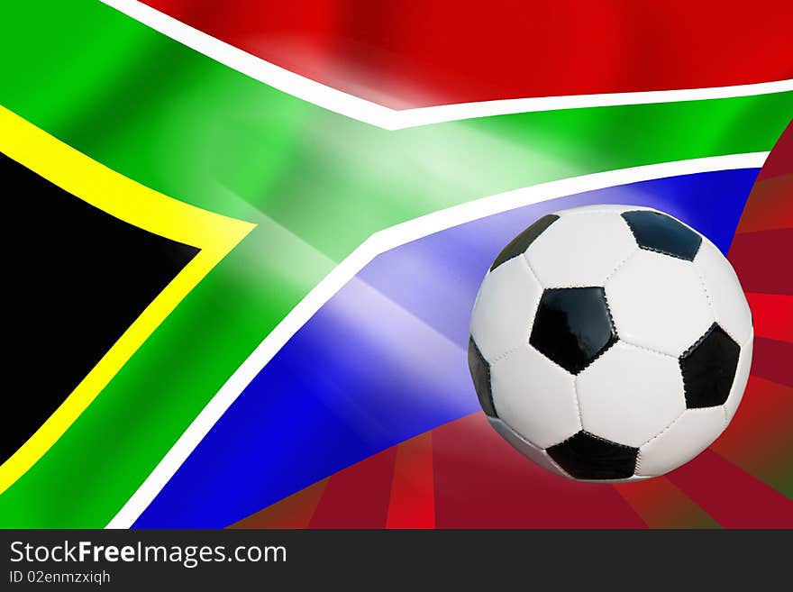 Flag of South Africa with soccer ball. Flag of South Africa with soccer ball