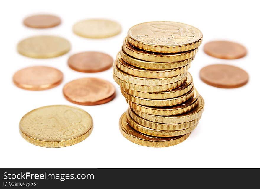 Coins isolated on white background