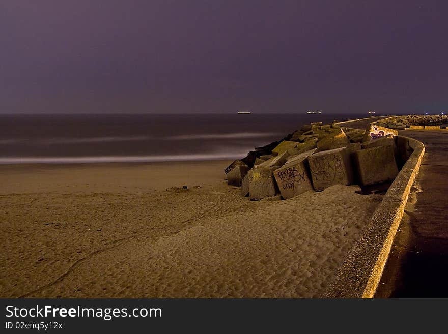 The harbour of Scheveningen at night. The harbour of Scheveningen at night.