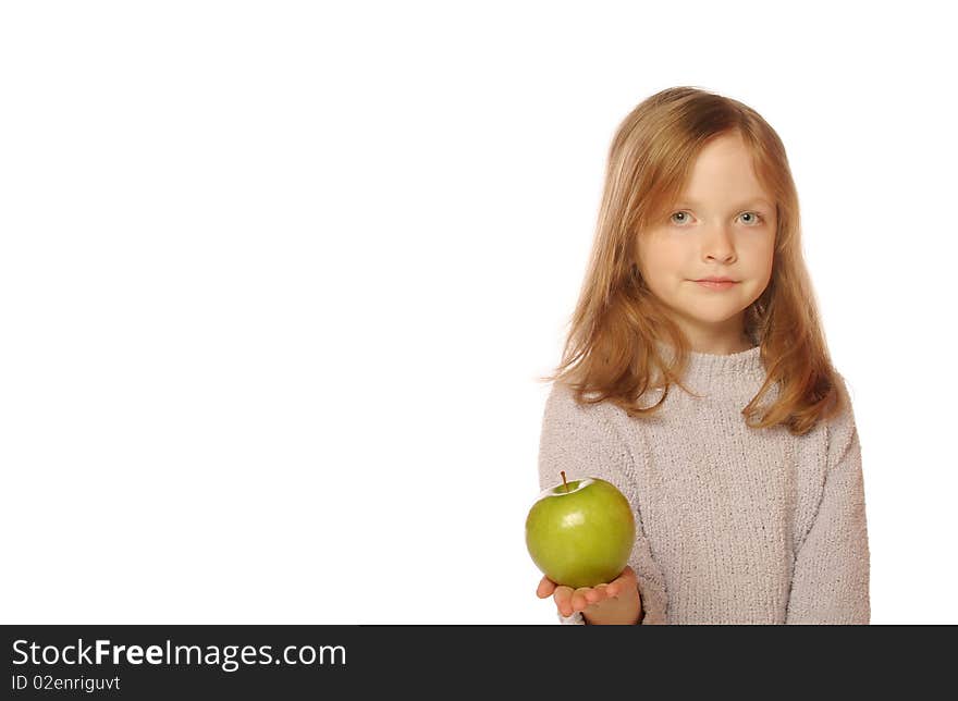 Young Girl Holding An Apple