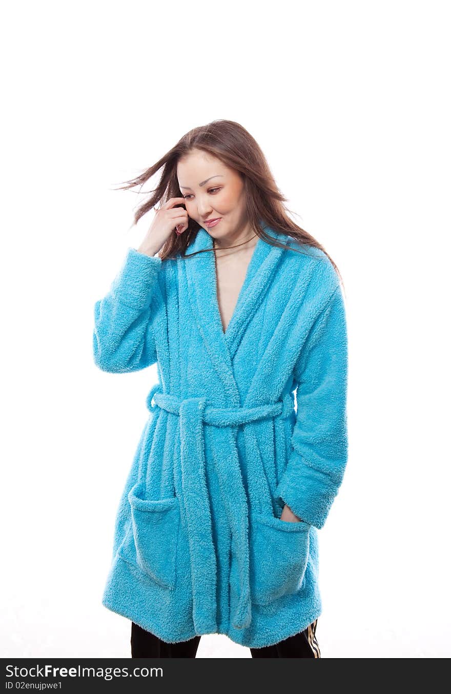 Dark blue dressing gown