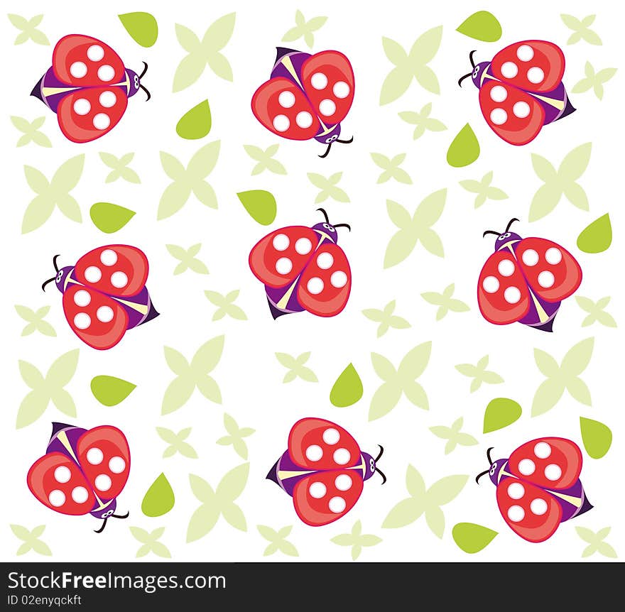 Background With Ladybugs