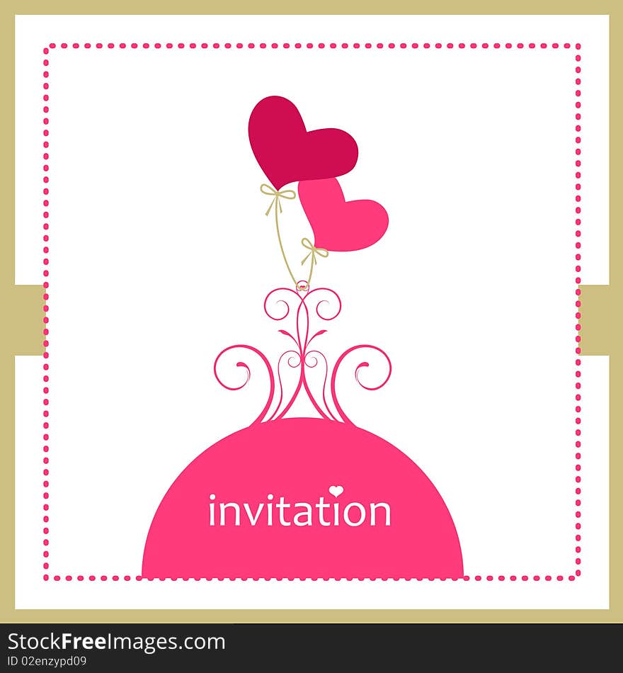 Valentine Heart Balloons - Invitation Card