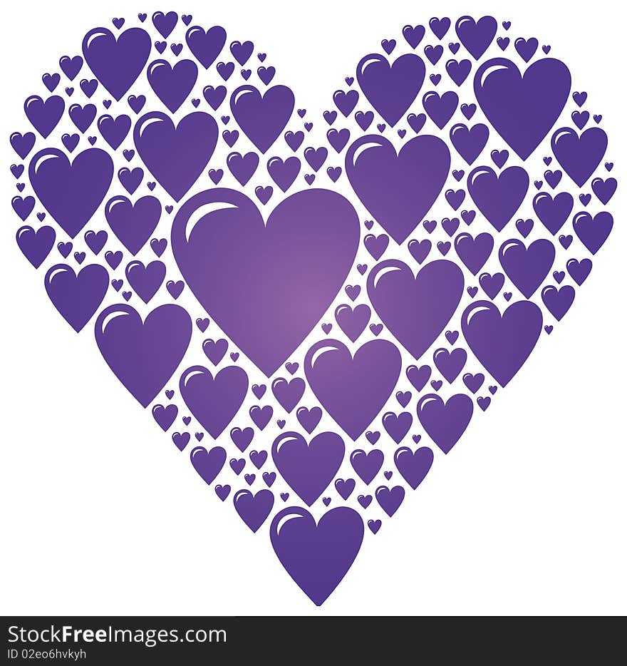 Big Heart Made Of Small Purple Hearts