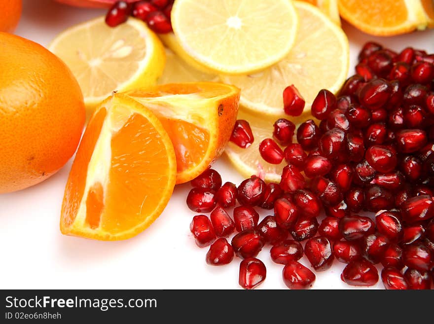 Fresh fruit on a white background