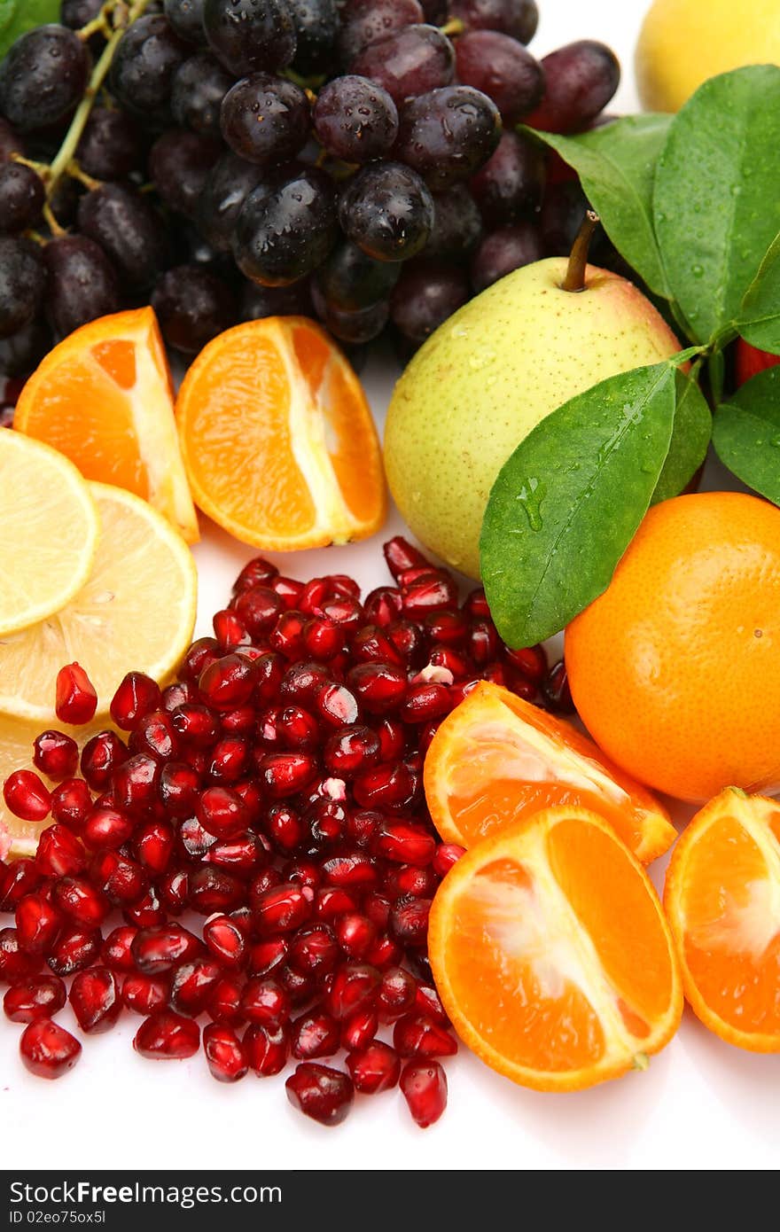 Fresh fruit on a white background