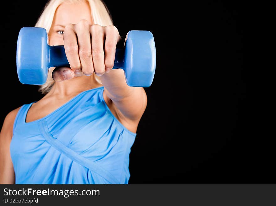 Image of sexy woman with dumbbells