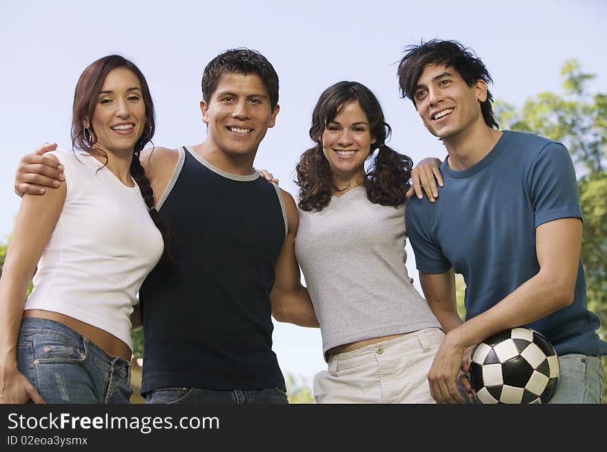 Group of young friends at park