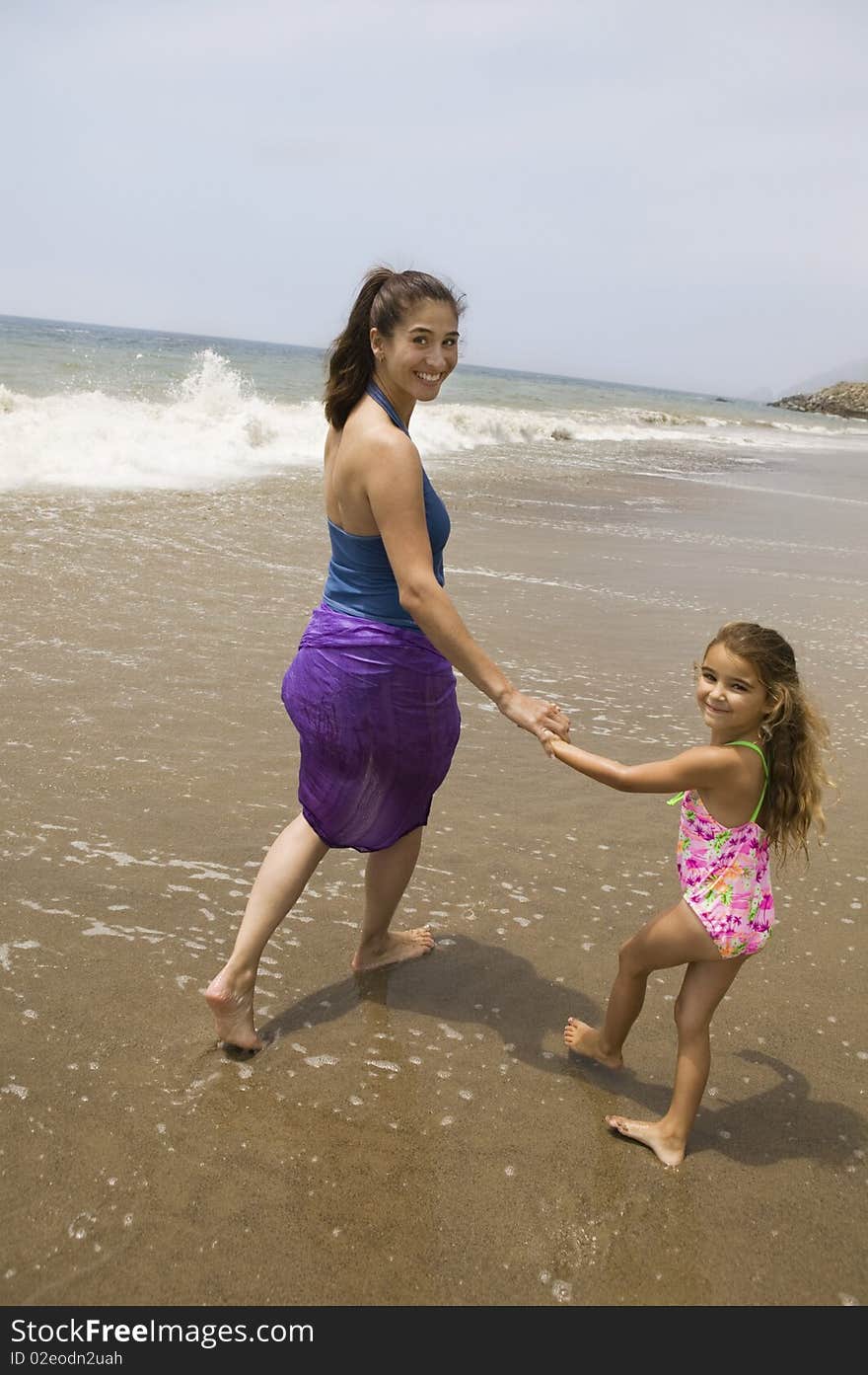 Mother and Daughter at Beach