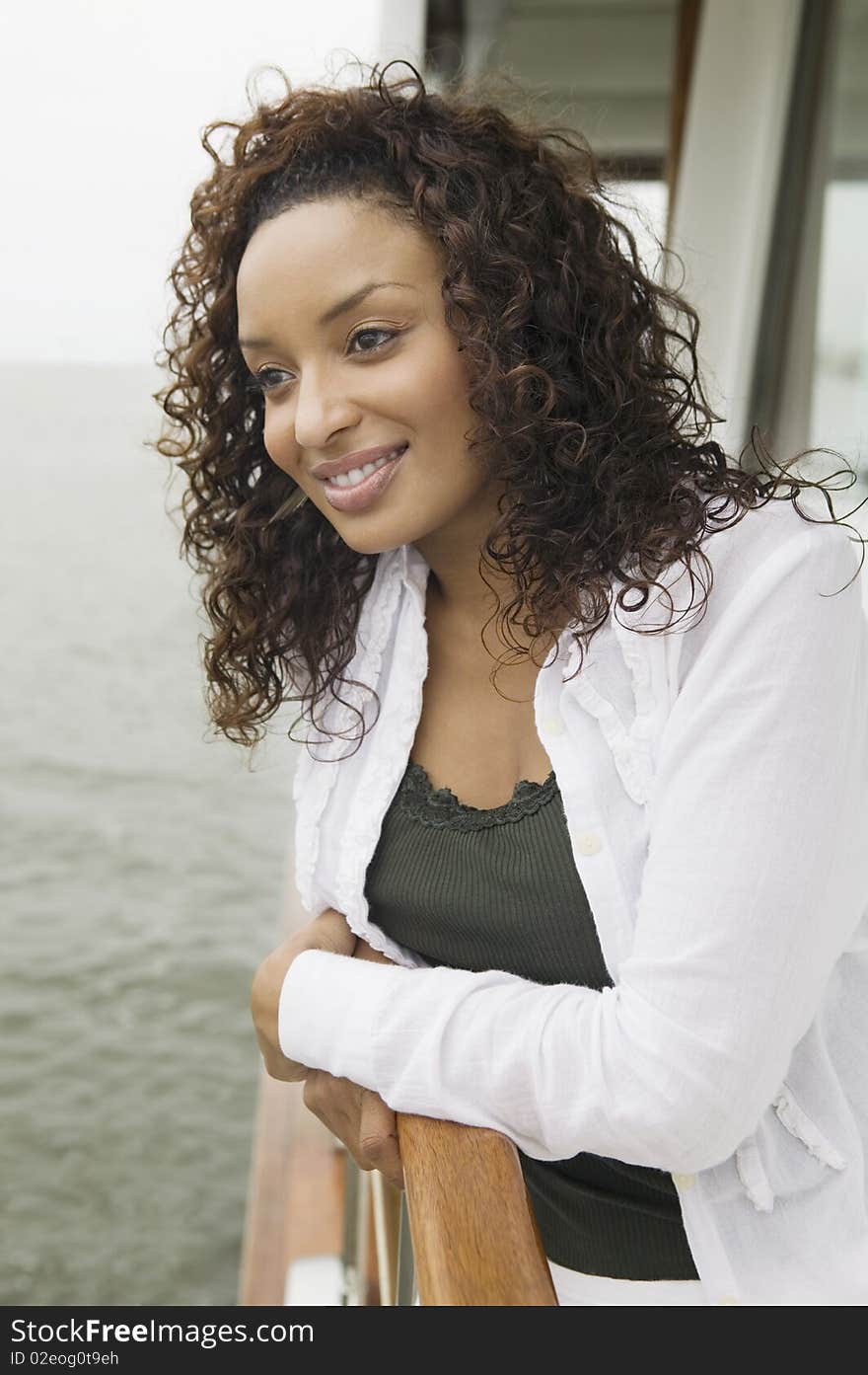 Woman relaxing on yacht