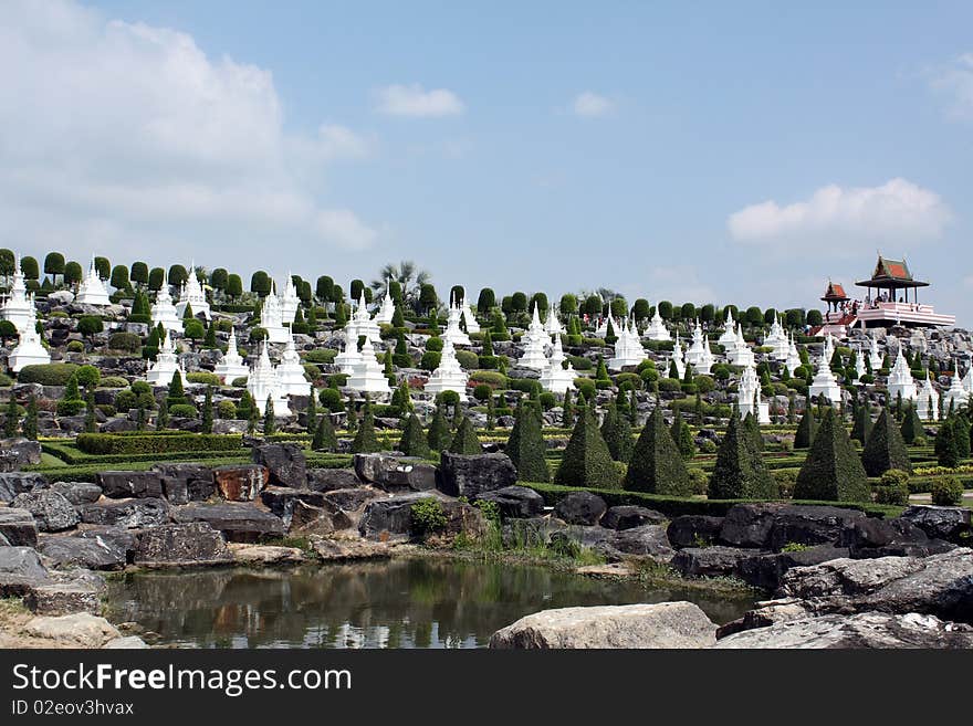 Cemetery in park Nong Nooch in Thailand