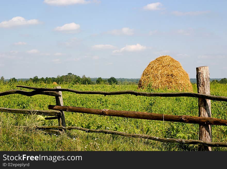 An image of yellow haystack in the field