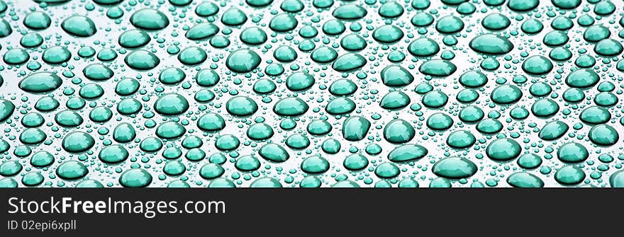 Water drops on metallic surface