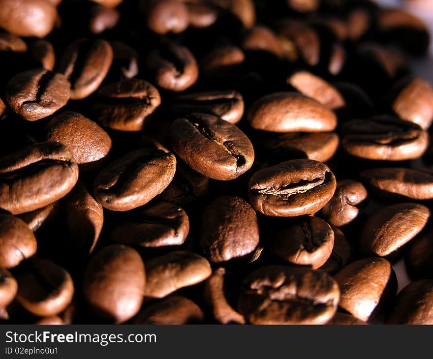 The fried grains of coffee