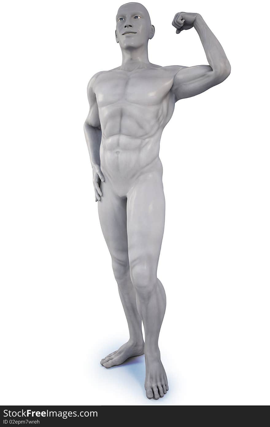 Statue of a man standing in a pose and show their muscles. with clipping path. Statue of a man standing in a pose and show their muscles. with clipping path.