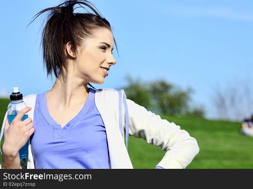 Fitness Girl In Park.