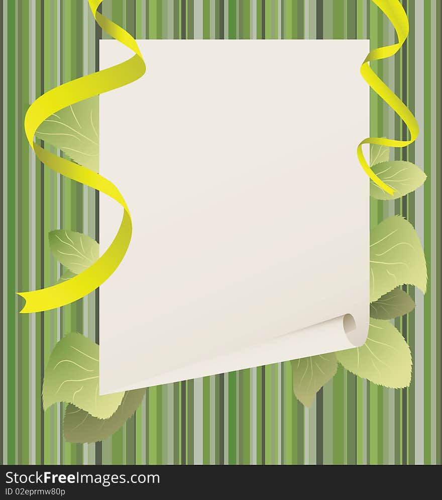 Paper with green leaves