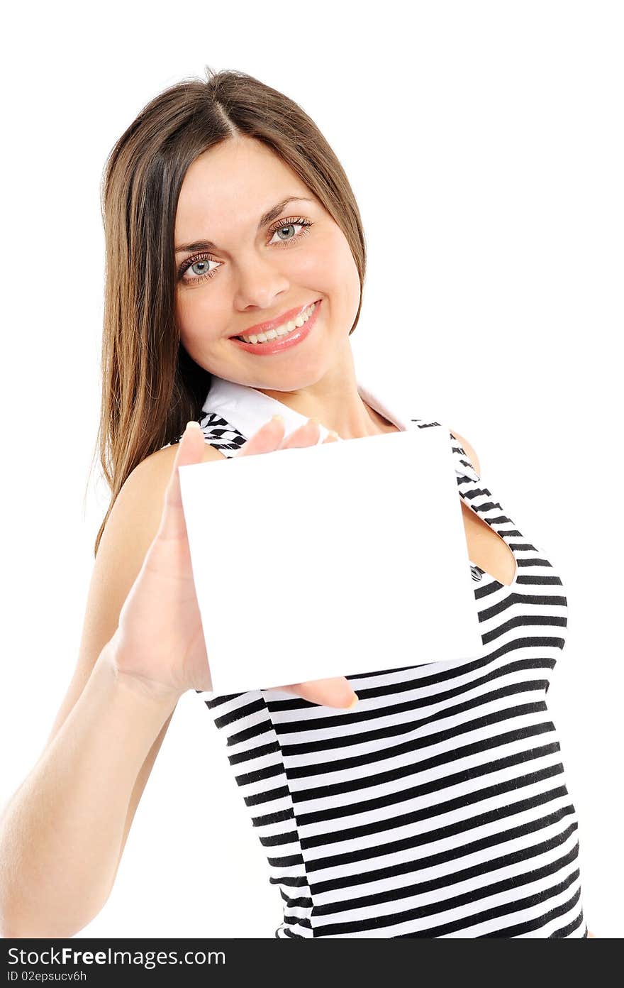 Beautiful Girl Holding Empty White Board