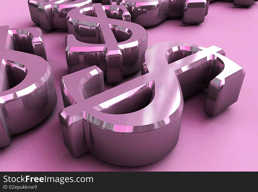 3D Render Money Signs Image