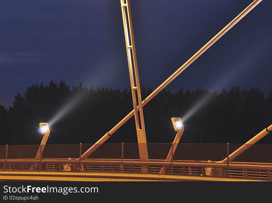 The lights of the new bridge called Megyeri over the river Danube at Budapest. The lights of the new bridge called Megyeri over the river Danube at Budapest