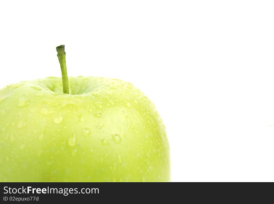 Green apple on the white background, isolate