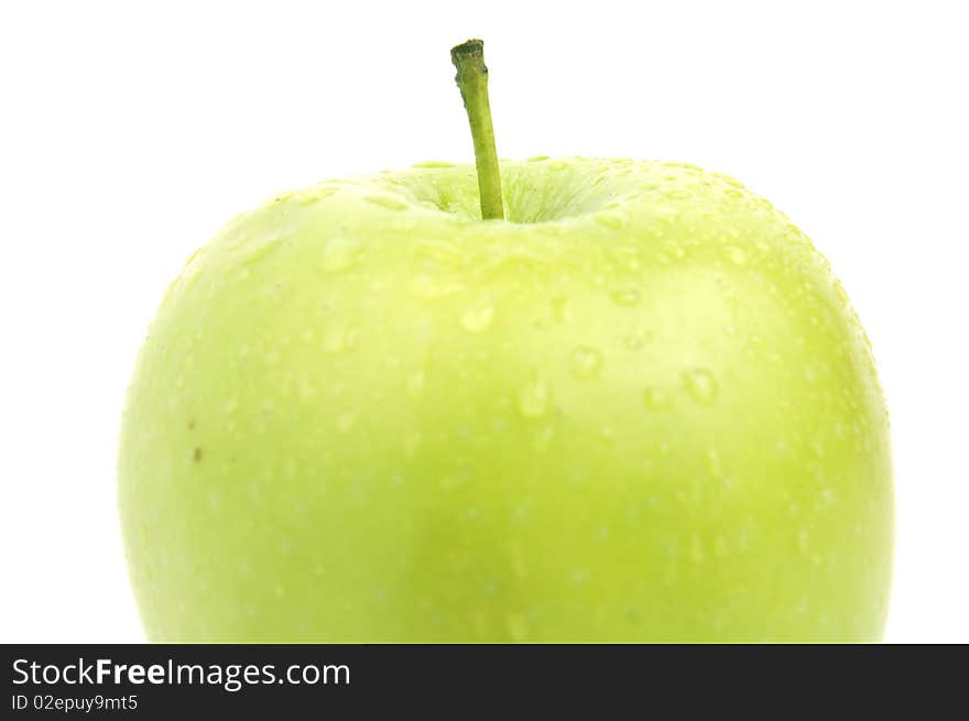 Green apple on the white background, isolated