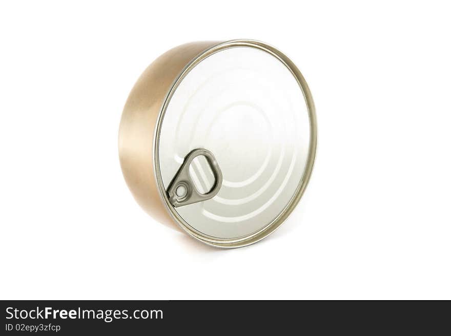 A mysterious can, with no label, isolated on a white background.