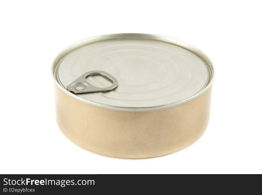 A mysterious can, with no label, isolated on a white background.