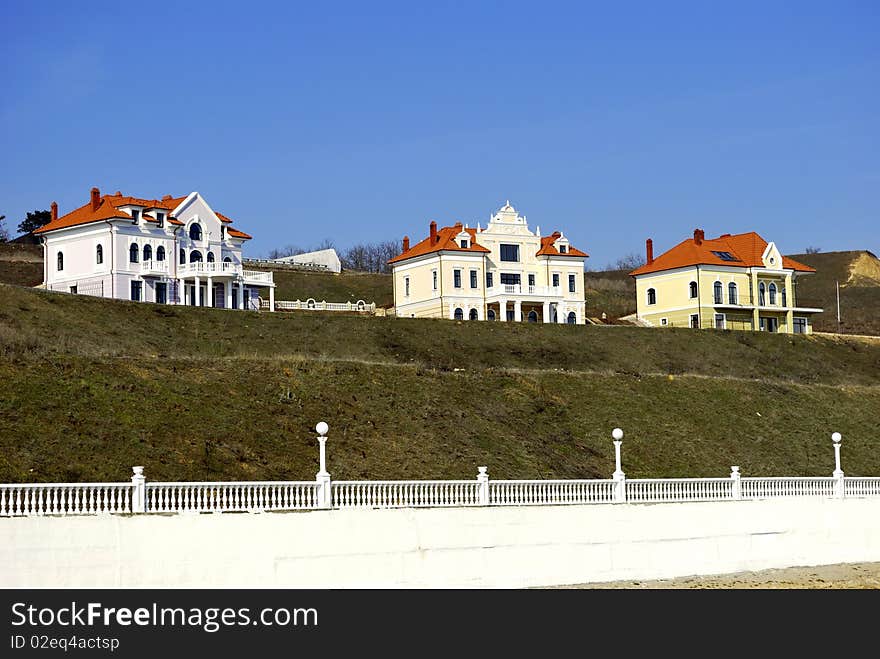 Three houses on the slope