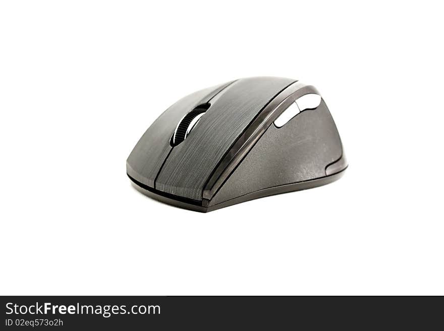 Black wireless mouse. The mouse has 7 buttons.