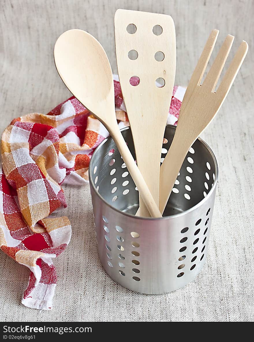 Wooden spoons in a jar