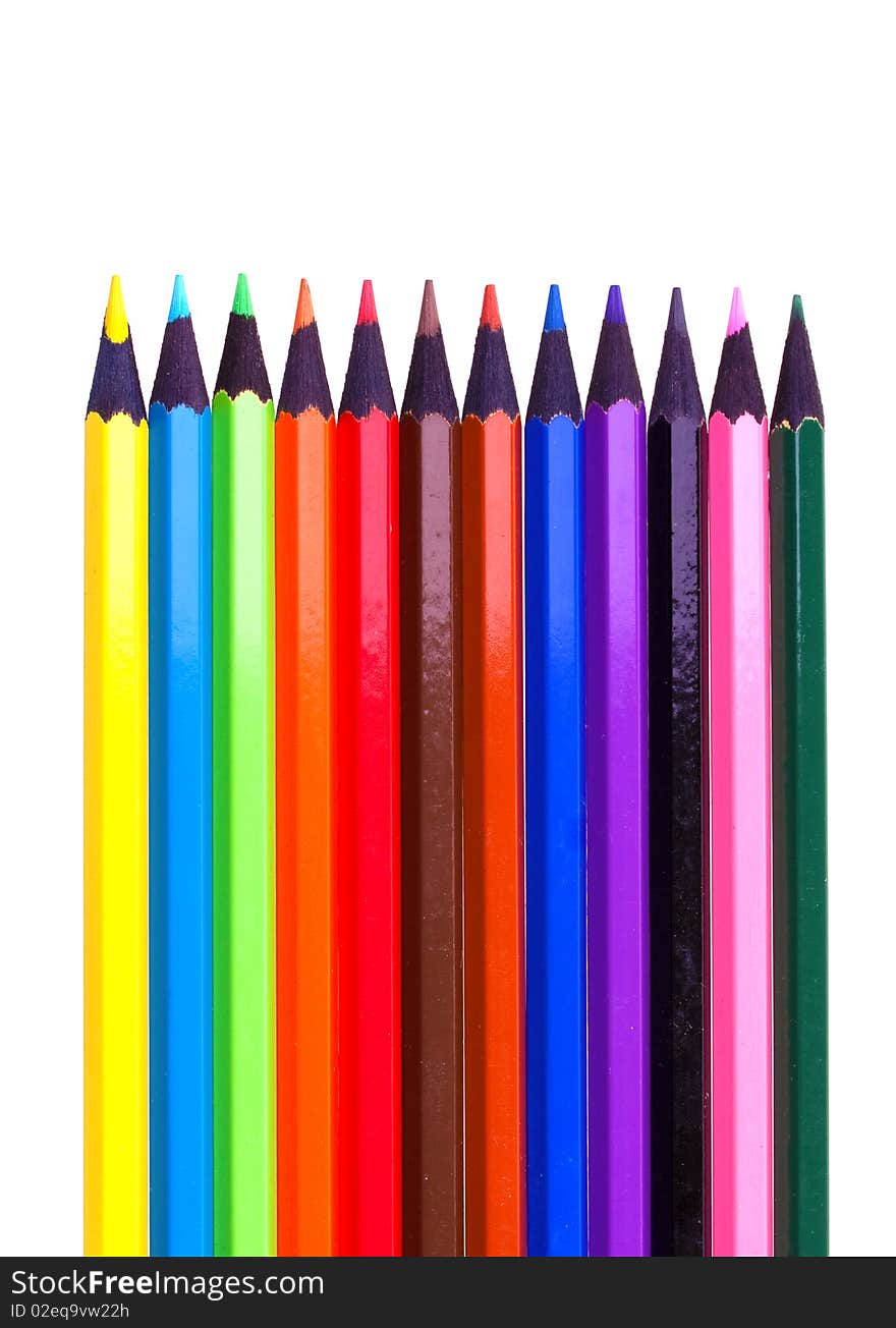 Color pencils isolated on white background