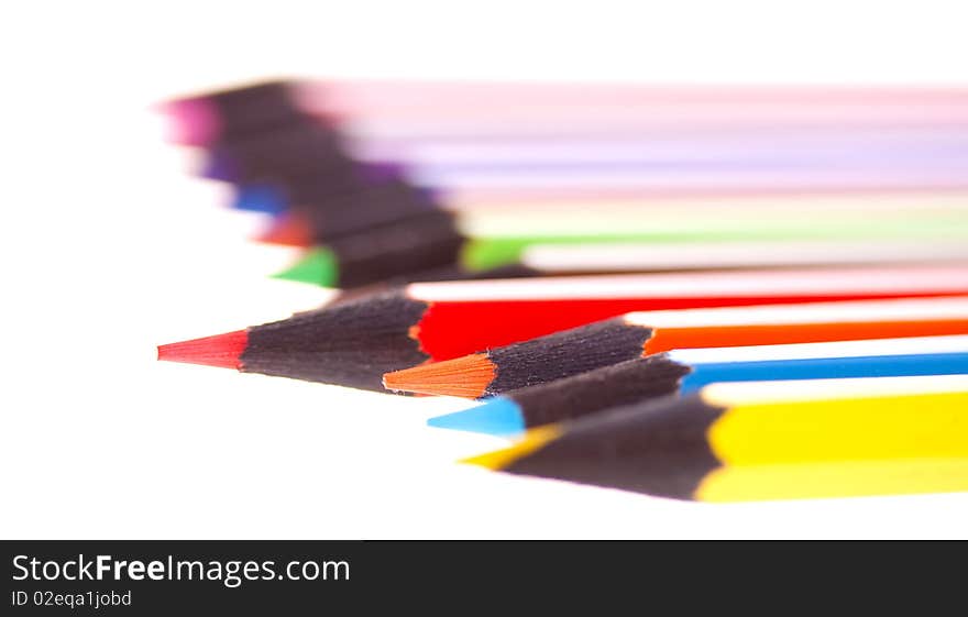 Color pencils isolated on white background