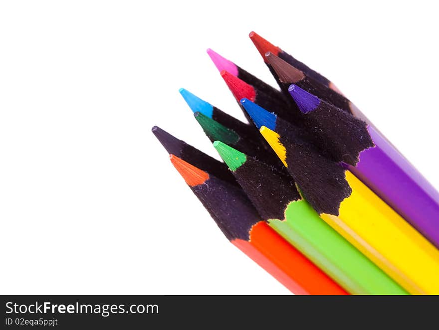 Color pencils isolated on white background