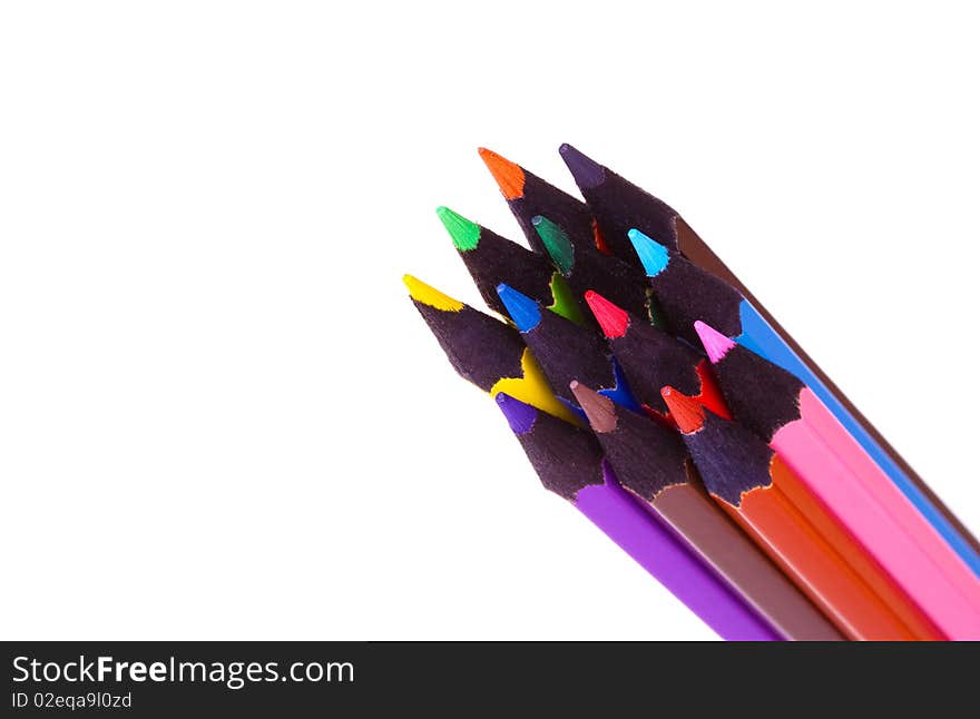 Color pencils isolated on white background