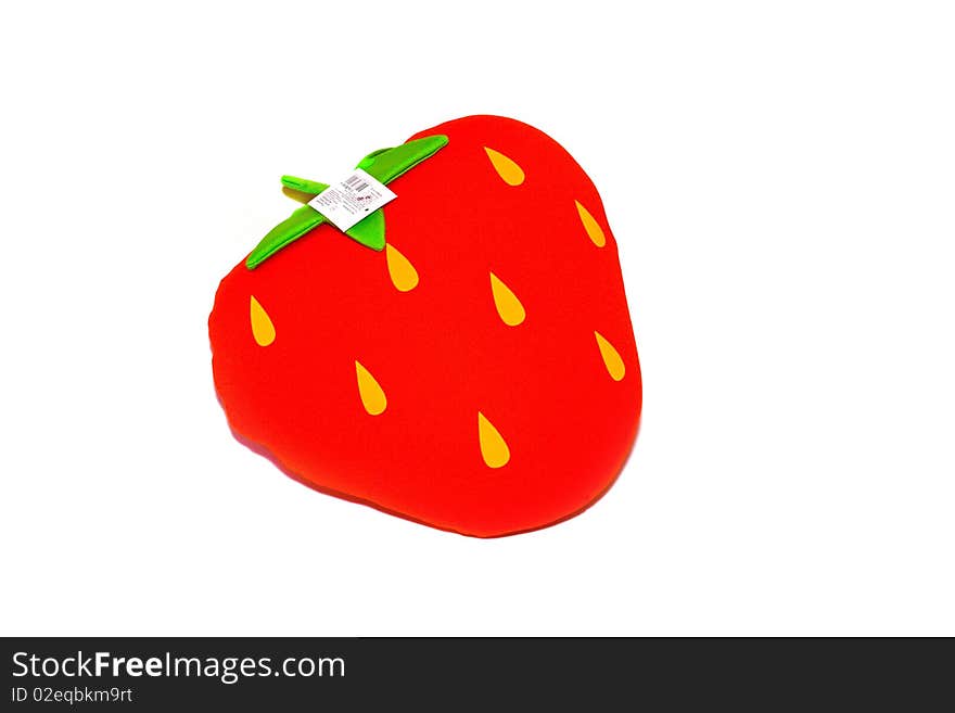 Pillow As Red Strawberry On White Backround