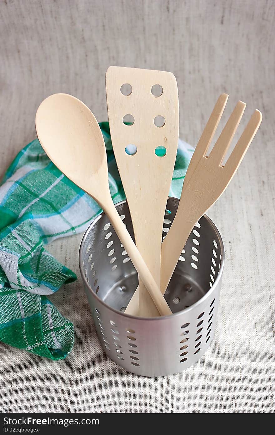 Wooden spoons in a jar